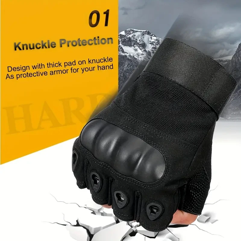 1Pair Tactical Fingerless Gloves for Men - Ideal for Outdoor Sports, Shooting, Hunting, Airsoft, and Cycling