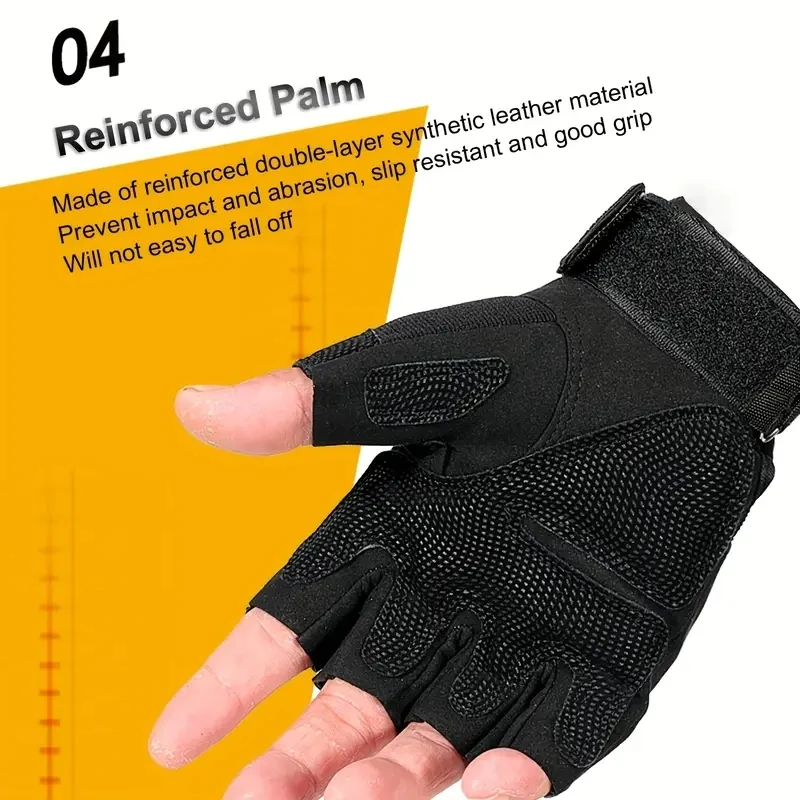 1Pair Tactical Fingerless Gloves for Men - Ideal for Outdoor Sports, Shooting, Hunting, Airsoft, and Cycling