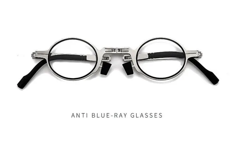 Portable Folding HD Reading Glasses Retro Round Ultra Light Eyeglasses for Men Women
