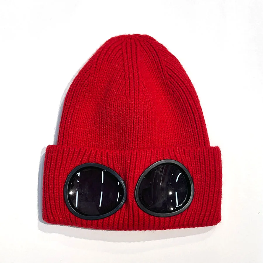 New Unisex Men Women Knitted Hat with Goggles Windproof Winter Warmer Ski Beanies Soft Warm Anti-slip Ear