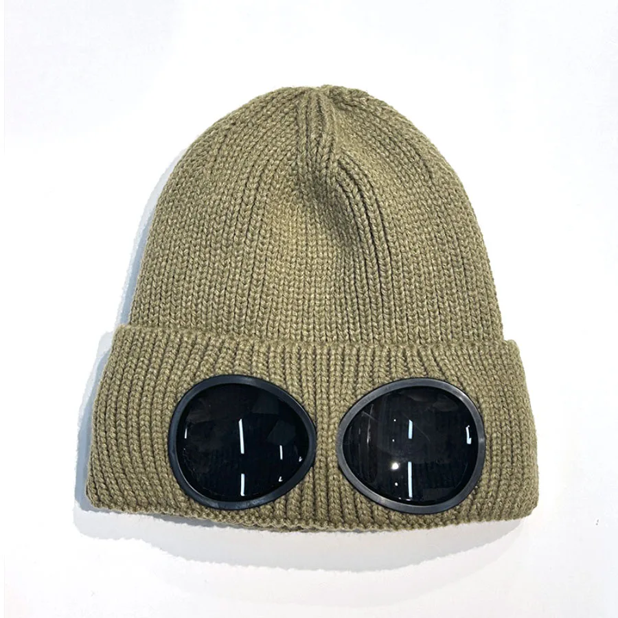 New Unisex Men Women Knitted Hat with Goggles Windproof Winter Warmer Ski Beanies Soft Warm Anti-slip Ear