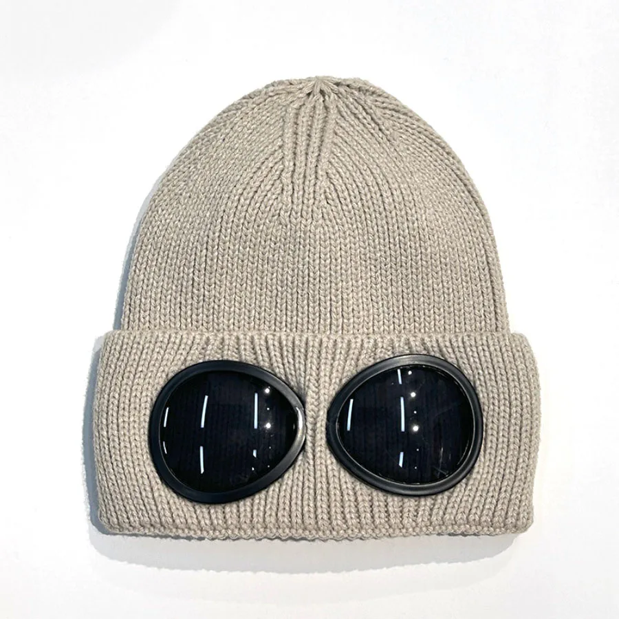 New Unisex Men Women Knitted Hat with Goggles Windproof Winter Warmer Ski Beanies Soft Warm Anti-slip Ear