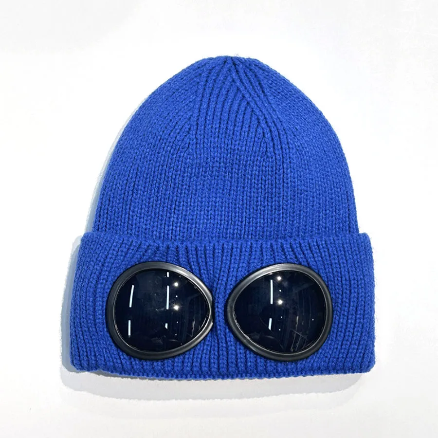New Unisex Men Women Knitted Hat with Goggles Windproof Winter Warmer Ski Beanies Soft Warm Anti-slip Ear