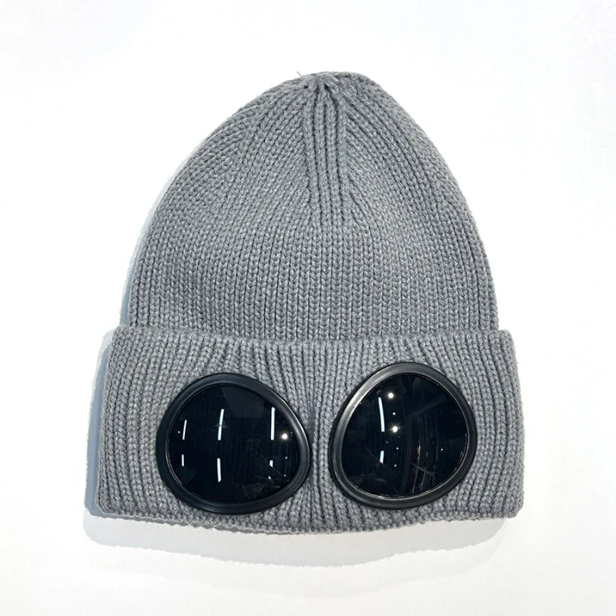 New Unisex Men Women Knitted Hat with Goggles Windproof Winter Warmer Ski Beanies Soft Warm Anti-slip Ear