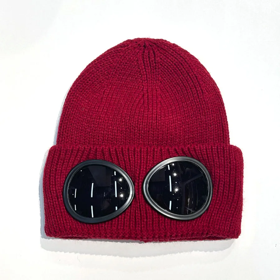 New Unisex Men Women Knitted Hat with Goggles Windproof Winter Warmer Ski Beanies Soft Warm Anti-slip Ear