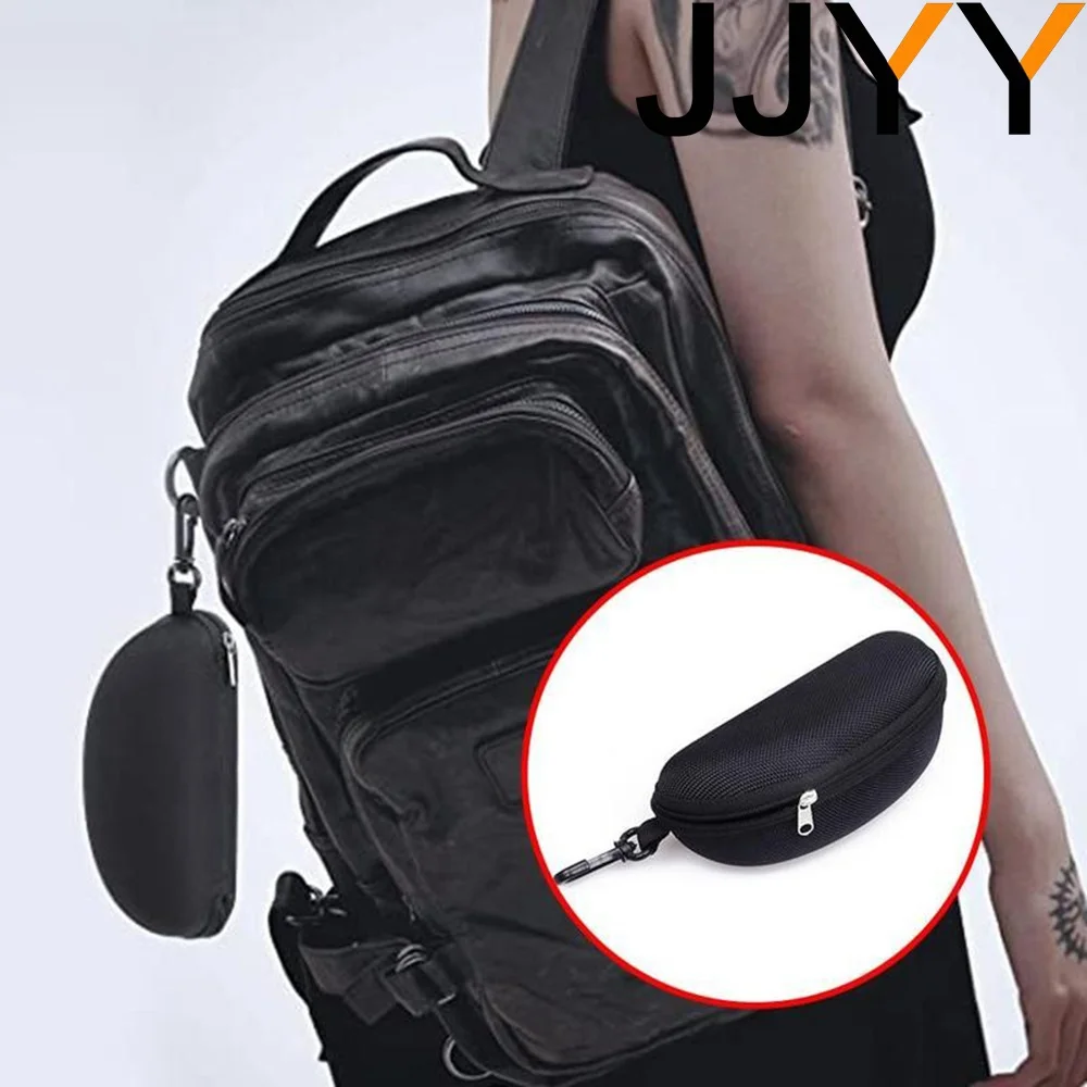 JJYY Portable Sunglasses Protector Oxford Cloth Hard EVA Zippered Eyeglasses Case with Carabiner