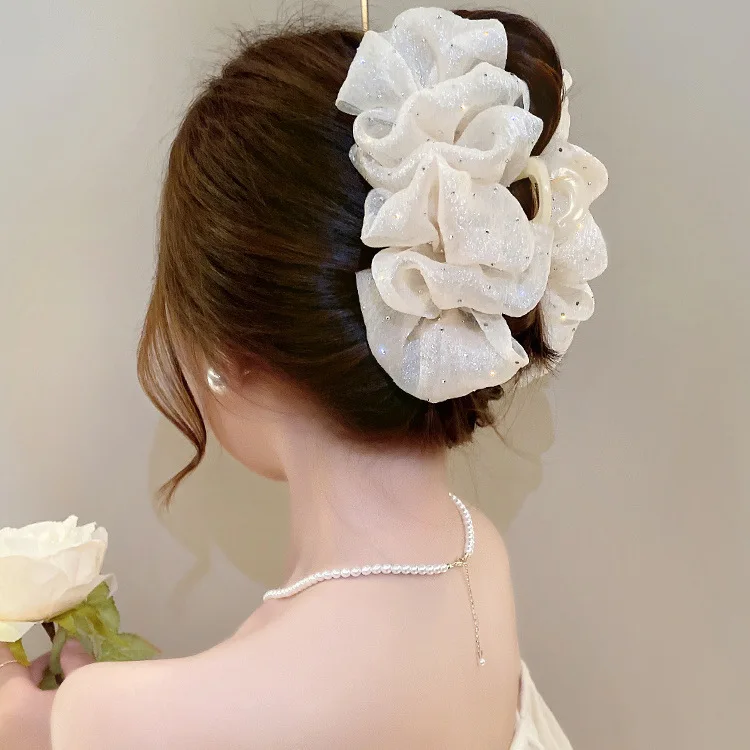 Mesh Bow Hair Clips Women Fashion Grab Claw Clip Female Hair Accessories Korea Elegant Hair Ornament Temperament Girls Headdress