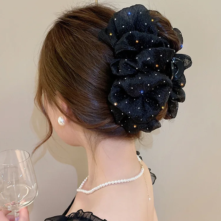 Mesh Bow Hair Clips Women Fashion Grab Claw Clip Female Hair Accessories Korea Elegant Hair Ornament Temperament Girls Headdress