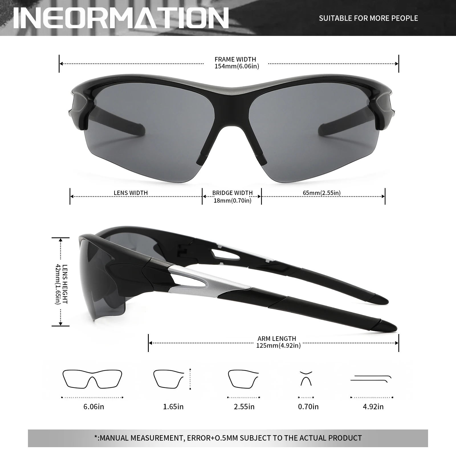 2PCS New Wraparound Sports Sunglasses Semi-Rimless Lightweight for Cycling Hiking Daily Unisex UV400 Anti-Fog Outdoor Eyewear