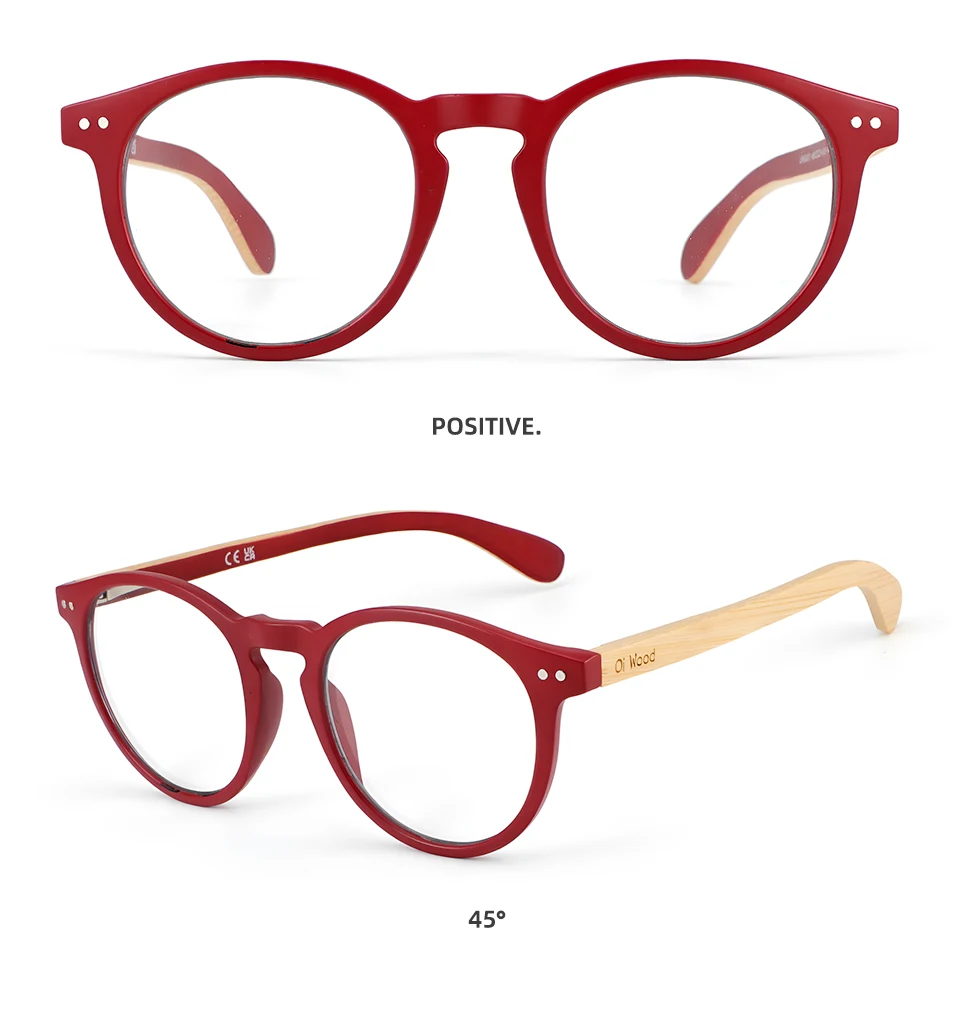 Bamboo Wood Reading Glasses for Men and Women Retro Round Anti Blue Light Presbyopia Glasses 0 +100 +150 +250