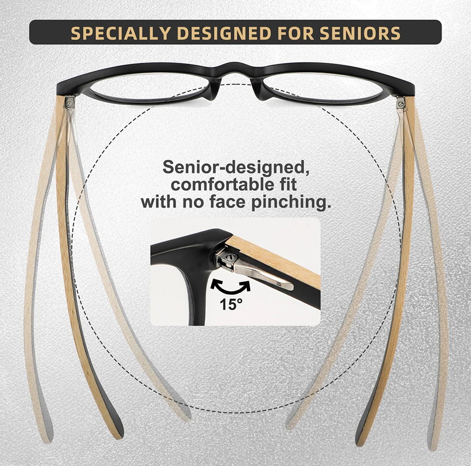 Bamboo Wood Reading Glasses for Men and Women Retro Round Anti Blue Light Presbyopia Glasses 0 +100 +150 +250