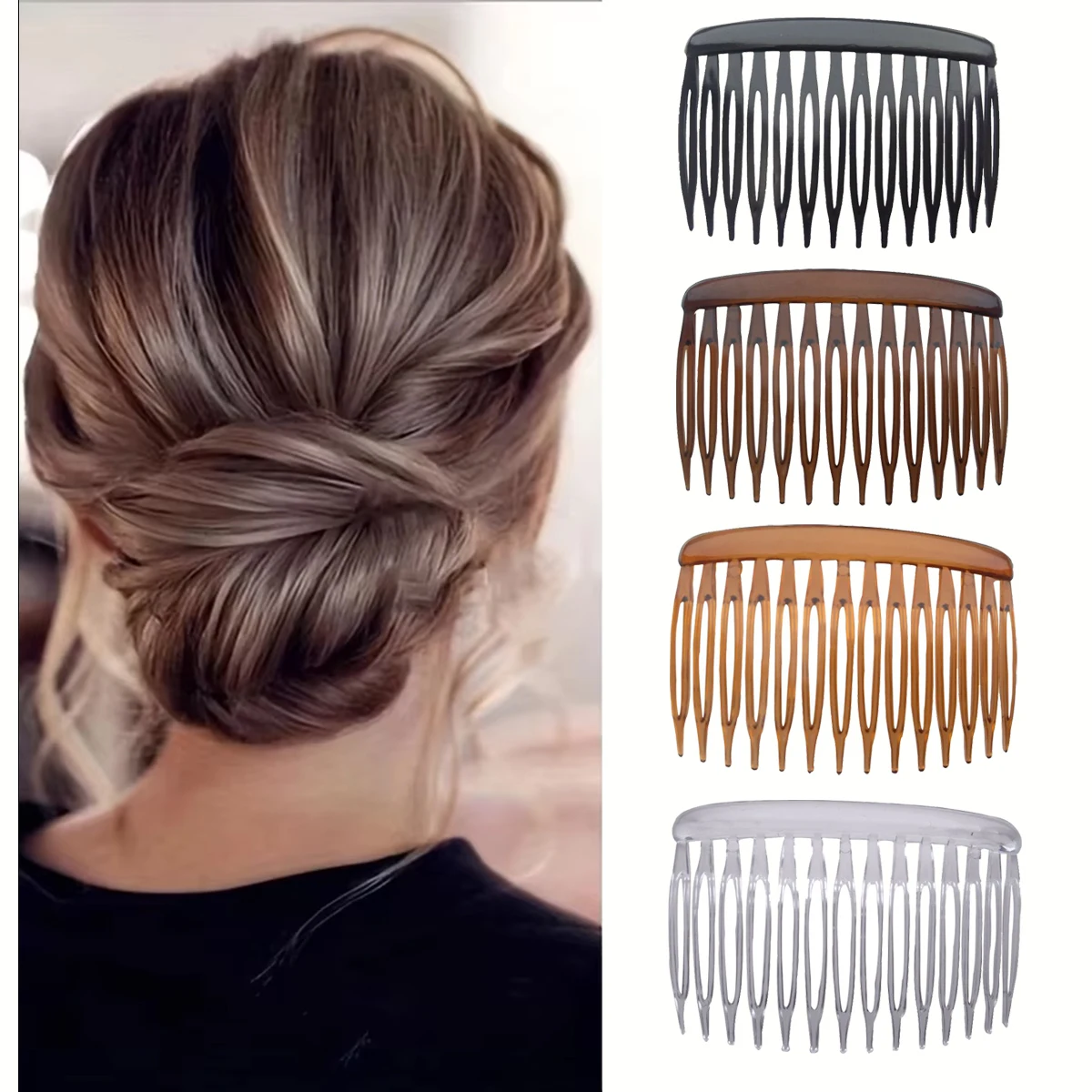 4Pcs French 14 Teeth Hair Comb Hair Accessories Straight Teeth Hair Clip Hair Side Comb Bridal Wedding Veil Comb Retro Effect