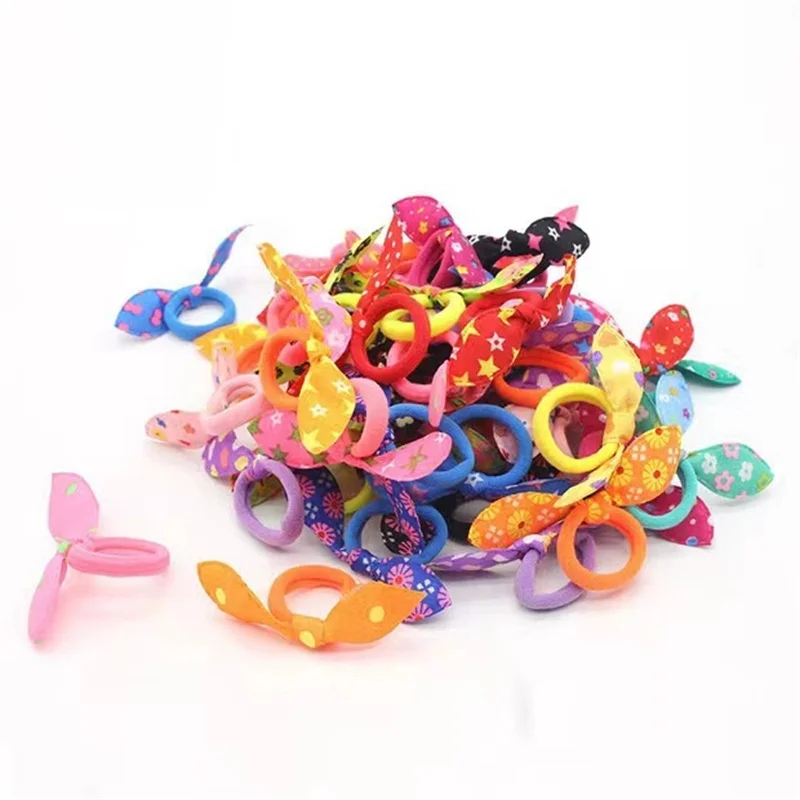 Fashionable hair circle children's cute rabbit ears hair accessories hair band polka dot striped floral fabric headband