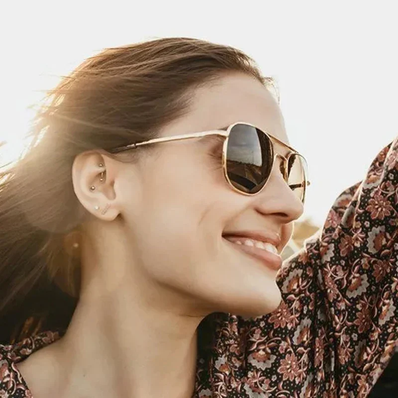 1pcs/3pcs AO Pilot Fashion Sunglasses Men Women, Metal Frame Top Quality Brand Designer Tempered Glass Lens UV400