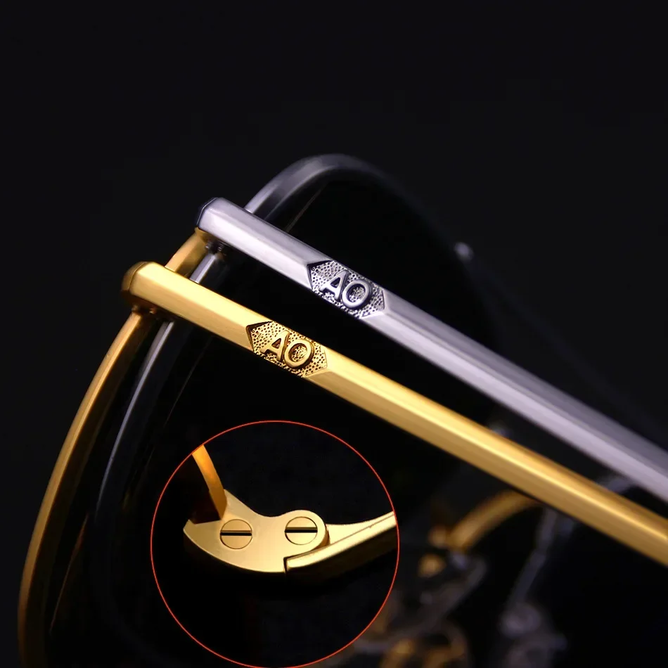 1pcs/3pcs AO Pilot Fashion Sunglasses Men Women, Metal Frame Top Quality Brand Designer Tempered Glass Lens UV400