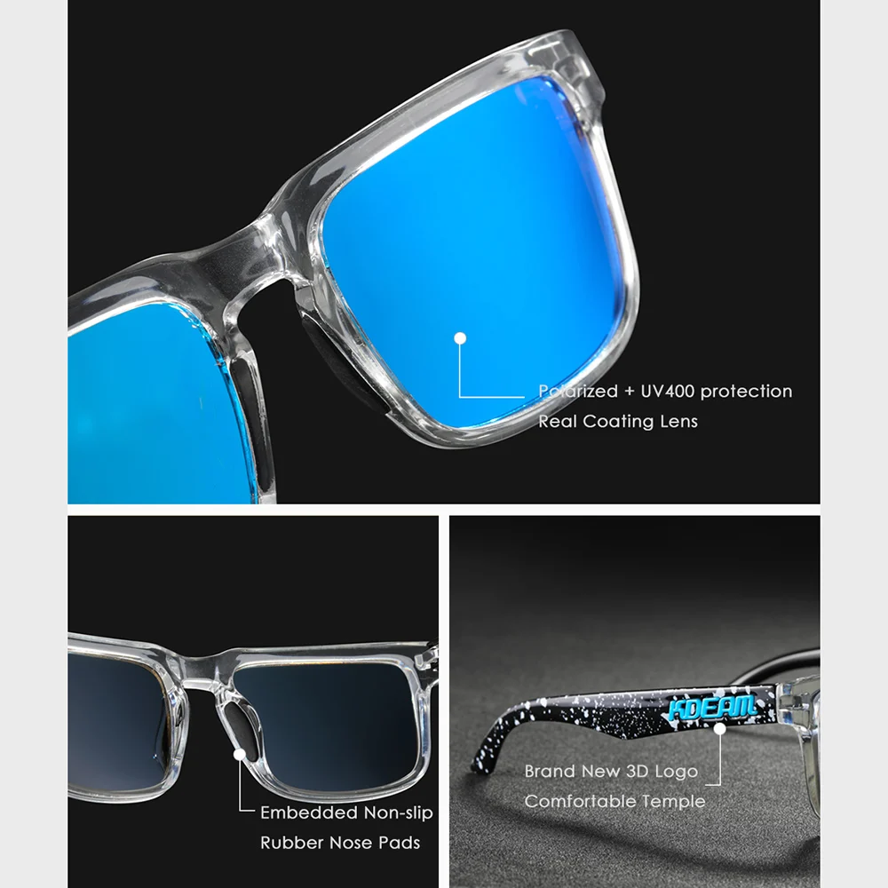 KDEAM Unisex Polarized Sunglasses Multi Colors Outdoor Fishing Driving Sun Glasses for Men And Women Sunglasses Only