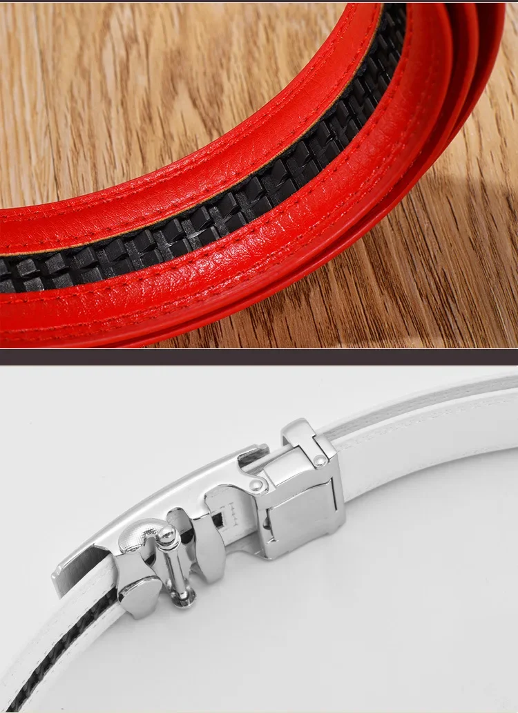 Men Women 2.4 2.8 3.0 3.5 cm Wide Belt No Buckle for Automatic Buckle High Quality PU Leather Belts Body Straps without Buckle