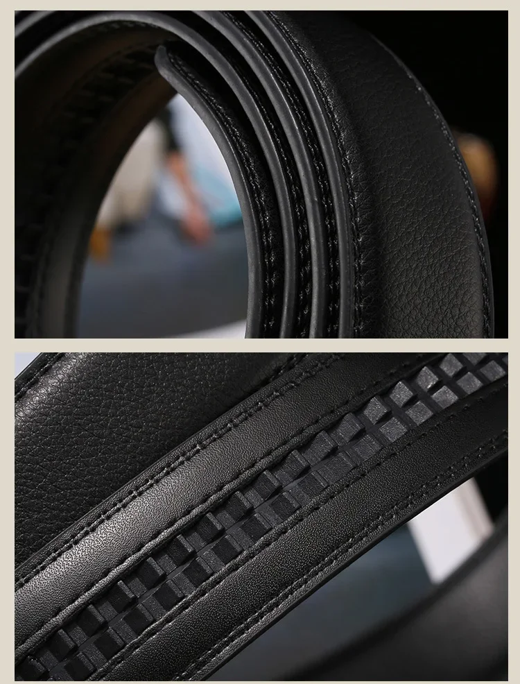 Men Women 2.4 2.8 3.0 3.5 cm Wide Belt No Buckle for Automatic Buckle High Quality PU Leather Belts Body Straps without Buckle