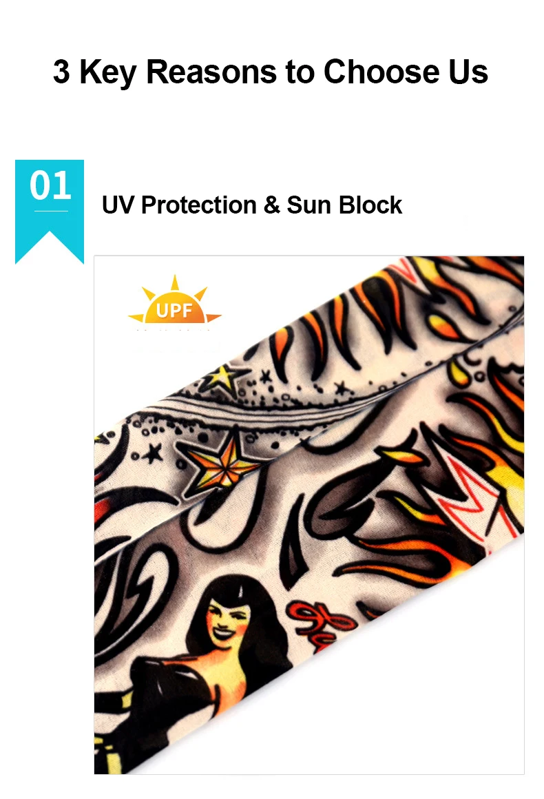8 PCS Tattoo Sleeves Unisex Summer Cycling Sun Protection Arm Covers Beach Driving Fishing Breathable Nightclub Elastic Sleeves