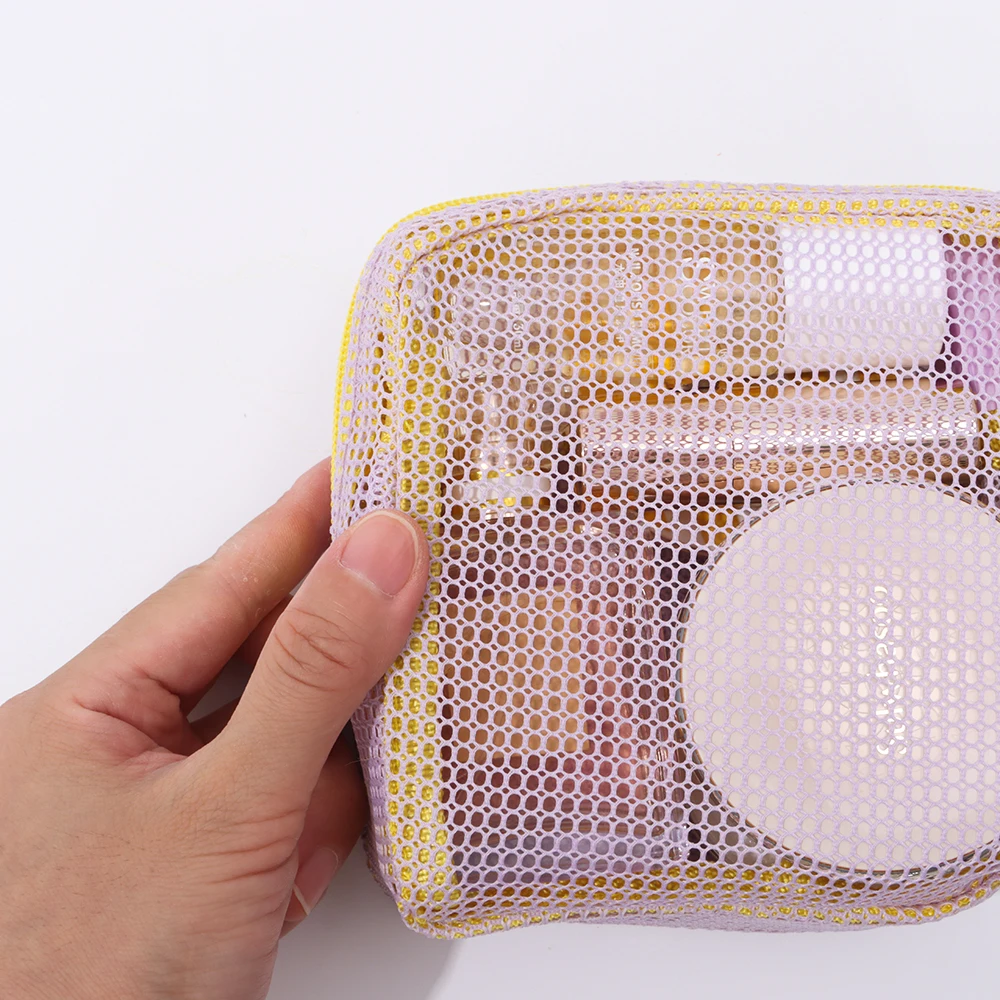 Fashion Dopamine Color Storage Bag Large Capacity Candy Color Mesh Cosmetic Bag Toiletry Make Up Case