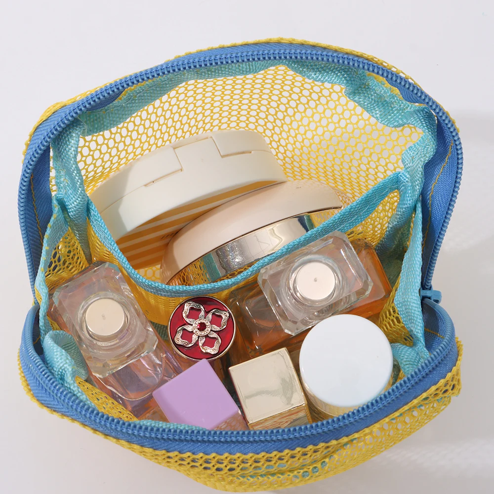 Fashion Dopamine Color Storage Bag Large Capacity Candy Color Mesh Cosmetic Bag Toiletry Make Up Case