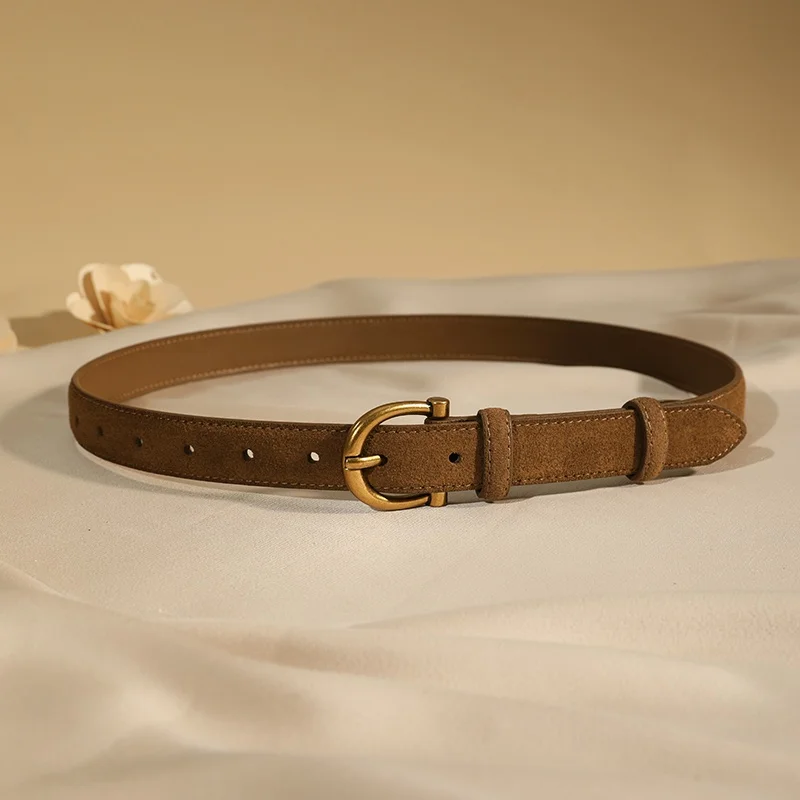 Luxury suede belt for women Stylish Leather belt Gold pin buckle Cow Leather Branded belt Clothing accessories women belt