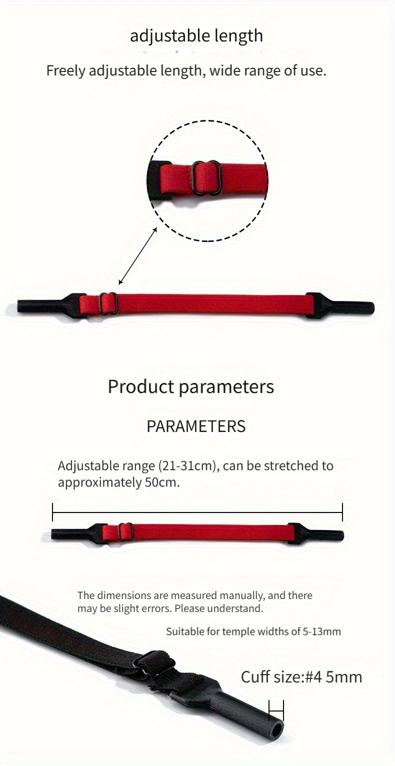 Colorful Elastic Rope Polyester Silicone Metal Eyeglass Strap Anti-Slip Adult Frame Fixing Accessories