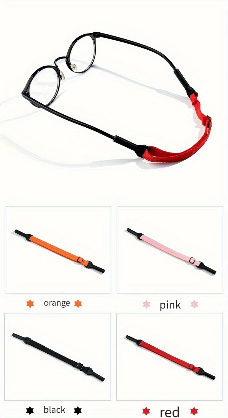 Colorful Elastic Rope Polyester Silicone Metal Eyeglass Strap Anti-Slip Adult Frame Fixing Accessories