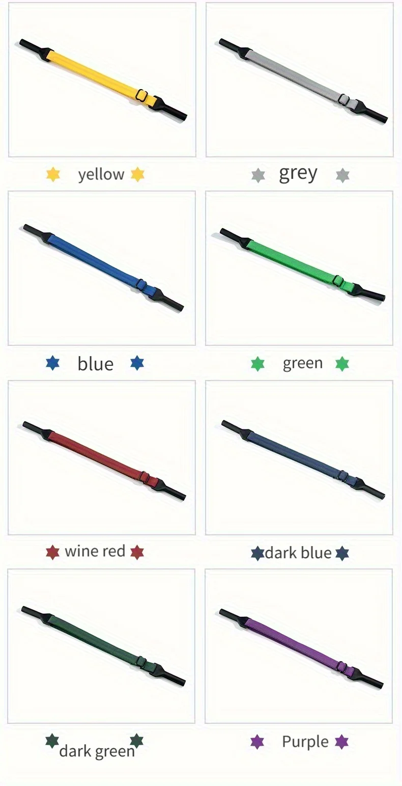 Colorful Elastic Rope Polyester Silicone Metal Eyeglass Strap Anti-Slip Adult Frame Fixing Accessories