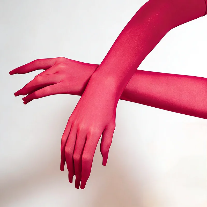 Solid Nylon Ultra-thin Seamless Sexy High Elasticity Tight Stocking Gloves Long Sunscreen Women Dance Party Night Club Cosplay