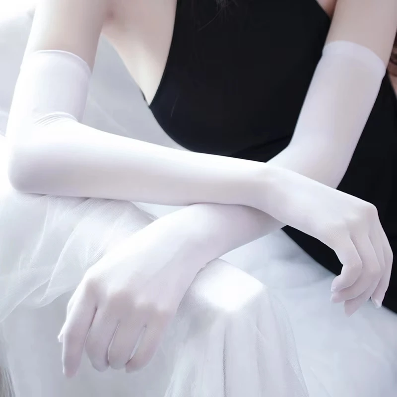 Solid Nylon Ultra-thin Seamless Sexy High Elasticity Tight Stocking Gloves Long Sunscreen Women Dance Party Night Club Cosplay