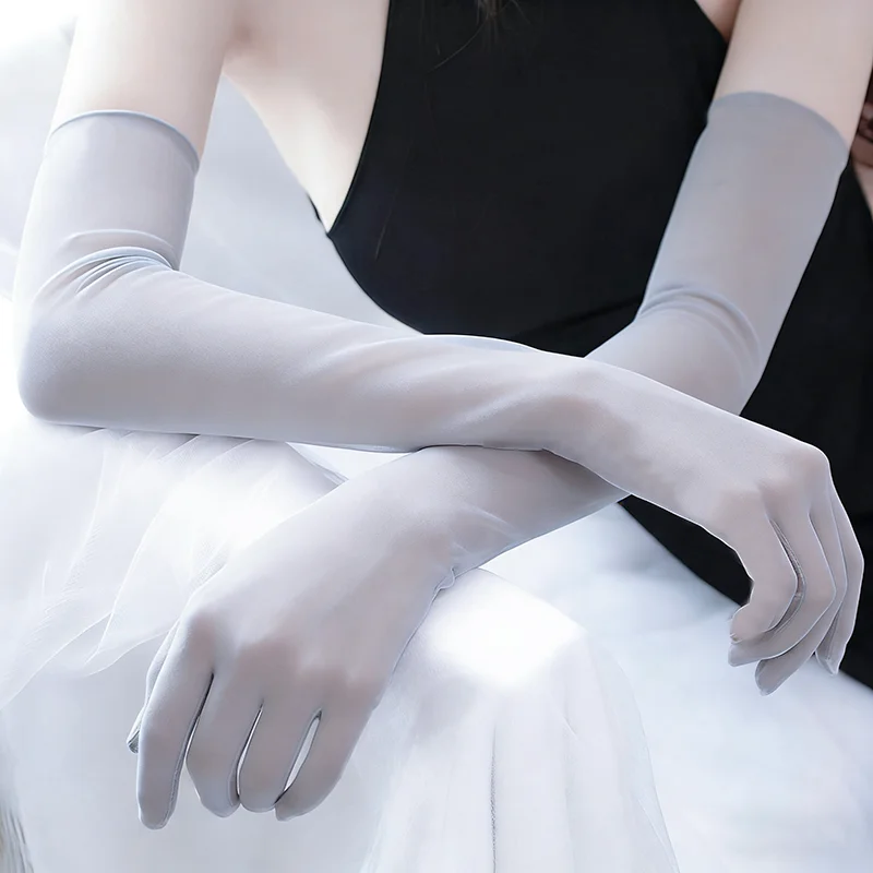 Solid Nylon Ultra-thin Seamless Sexy High Elasticity Tight Stocking Gloves Long Sunscreen Women Dance Party Night Club Cosplay