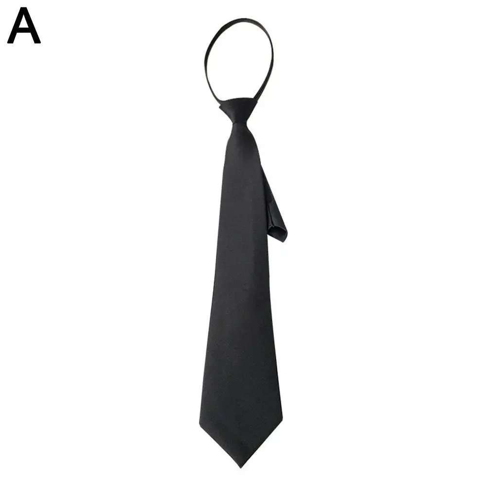 Unisex Black Simple Clip on Tie Security Tie Uniform Shirt Suit Neckties Steward Matte Funeral Lazy Neck Ties Men Women Students