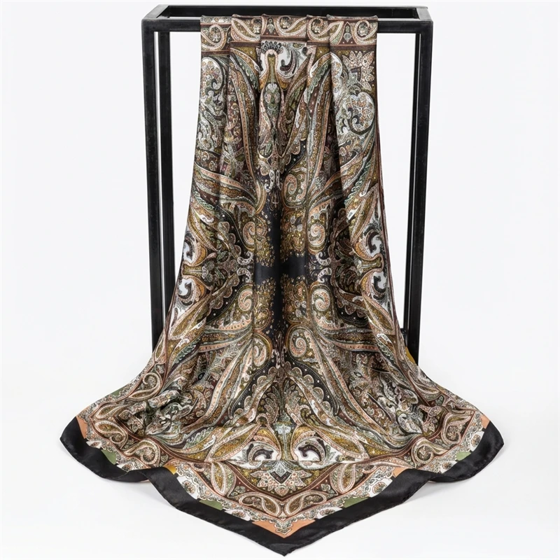 Women Spring Summer Square Scarf 90*90cm Satin Silk Scarves Headscarf Female Foulard Beach Bandana Ladies Neckerchief Hair band