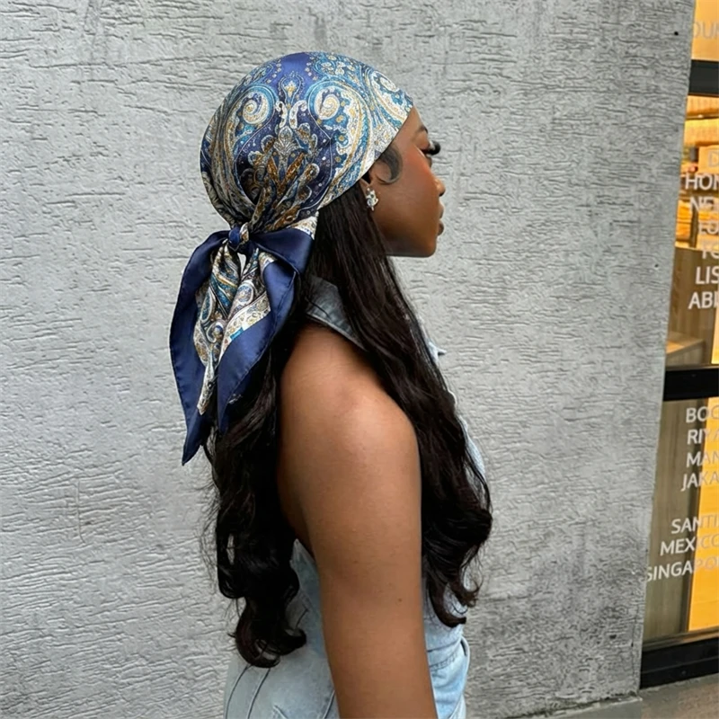 Women Spring Summer Square Scarf 90*90cm Satin Silk Scarves Headscarf Female Foulard Beach Bandana Ladies Neckerchief Hair band