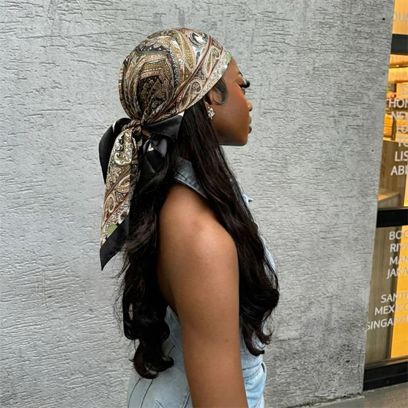 Women Spring Summer Square Scarf 90*90cm Satin Silk Scarves Headscarf Female Foulard Beach Bandana Ladies Neckerchief Hair band