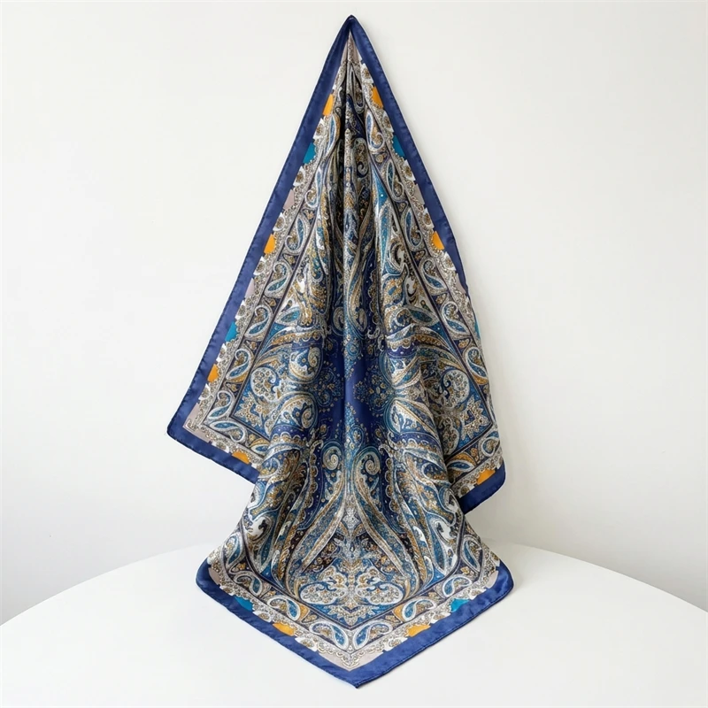 Women Spring Summer Square Scarf 90*90cm Satin Silk Scarves Headscarf Female Foulard Beach Bandana Ladies Neckerchief Hair band