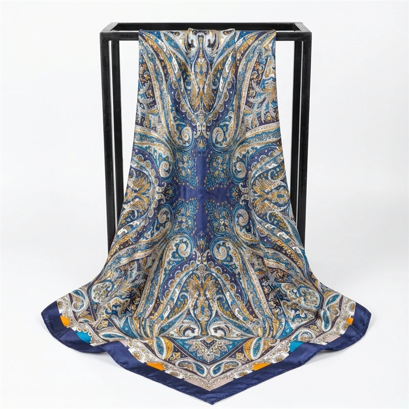 Women Spring Summer Square Scarf 90*90cm Satin Silk Scarves Headscarf Female Foulard Beach Bandana Ladies Neckerchief Hair band