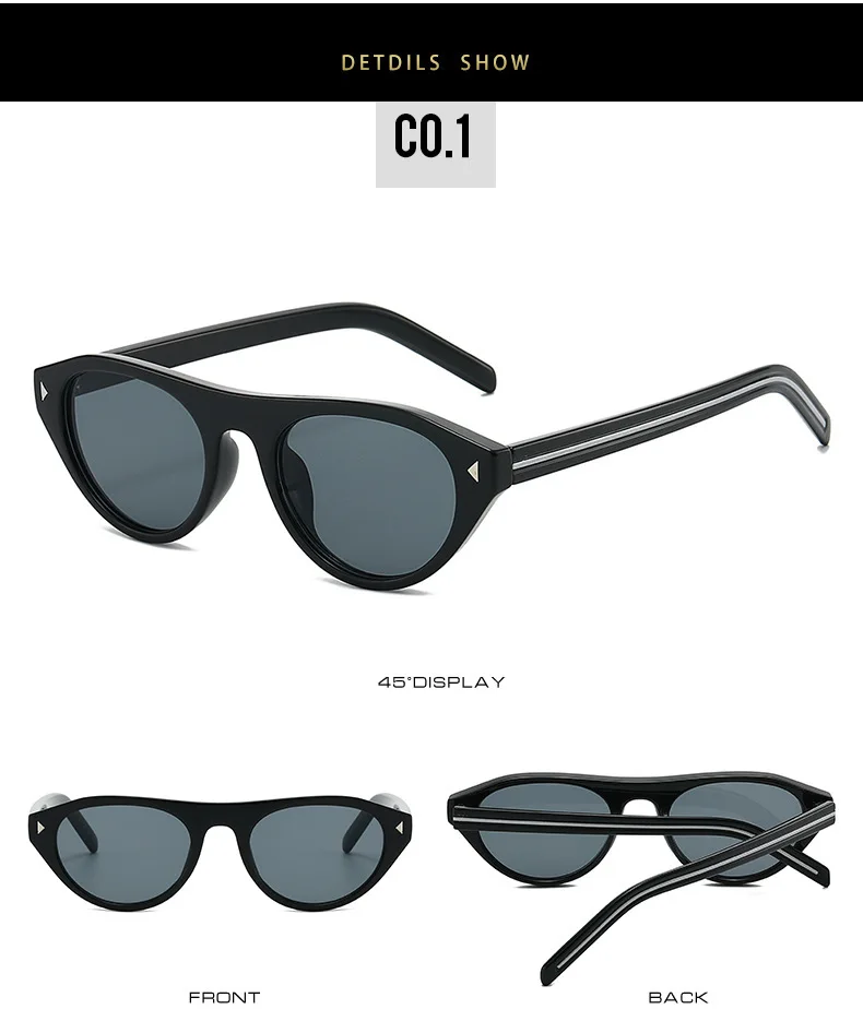 2026 New Hot Small Cat Eye Sunglasses for Women Vintage Triangle Rivet Cateye Sun Glasses Ladies Elegant Leopard Black Shades