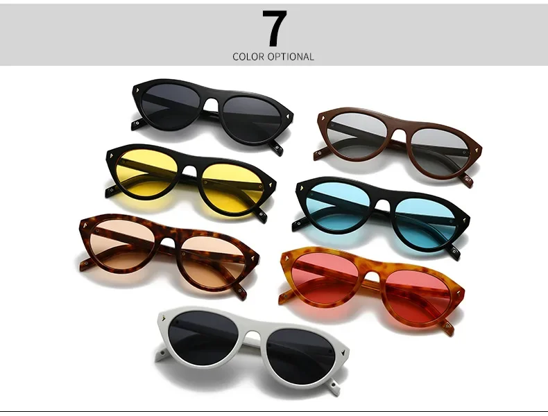 2026 New Hot Small Cat Eye Sunglasses for Women Vintage Triangle Rivet Cateye Sun Glasses Ladies Elegant Leopard Black Shades