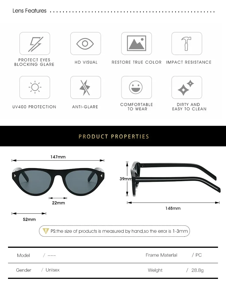 2026 New Hot Small Cat Eye Sunglasses for Women Vintage Triangle Rivet Cateye Sun Glasses Ladies Elegant Leopard Black Shades