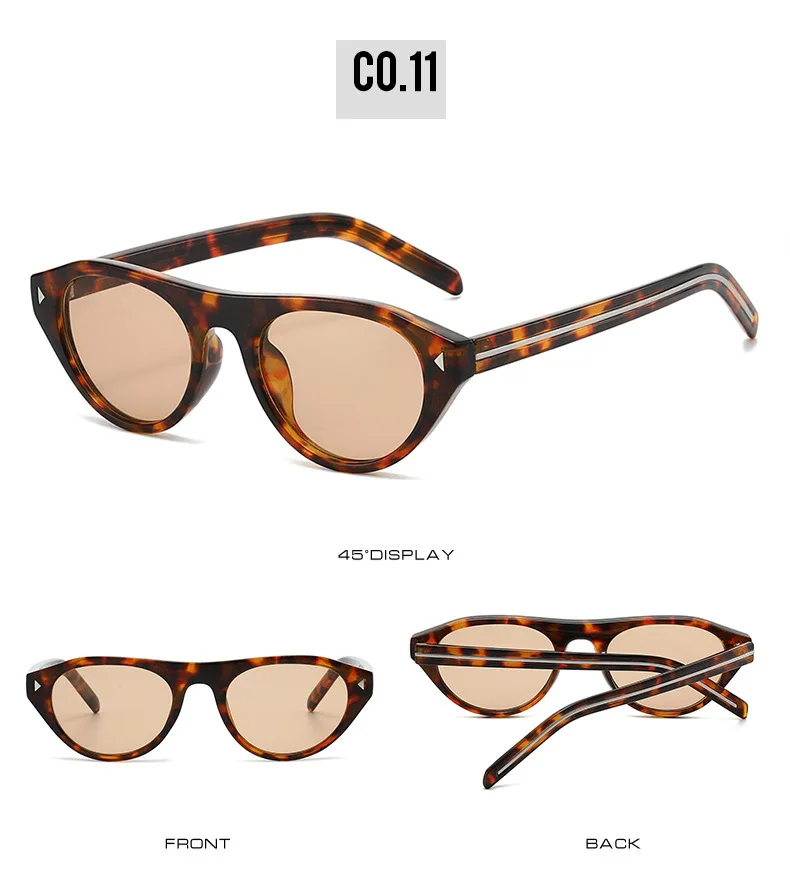 2026 New Hot Small Cat Eye Sunglasses for Women Vintage Triangle Rivet Cateye Sun Glasses Ladies Elegant Leopard Black Shades