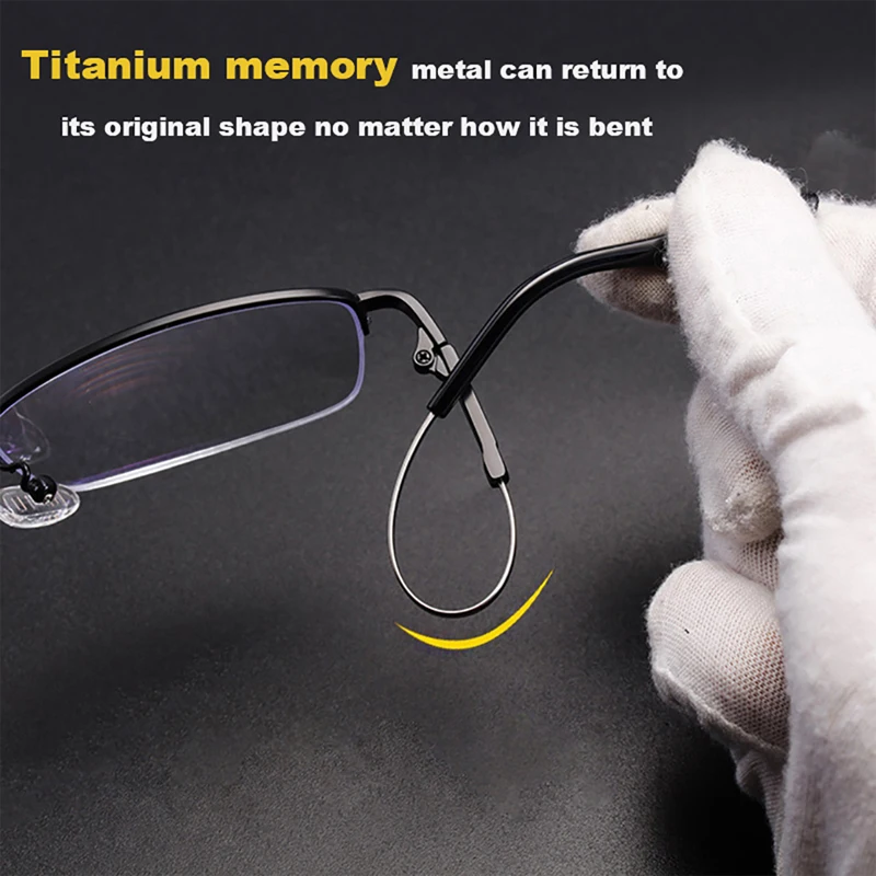 Titanium Progressive Multifocus Reading Glasses Blue Light Blocking Anti-fatigue Metal frame Multifocal Readers Eyeglasses
