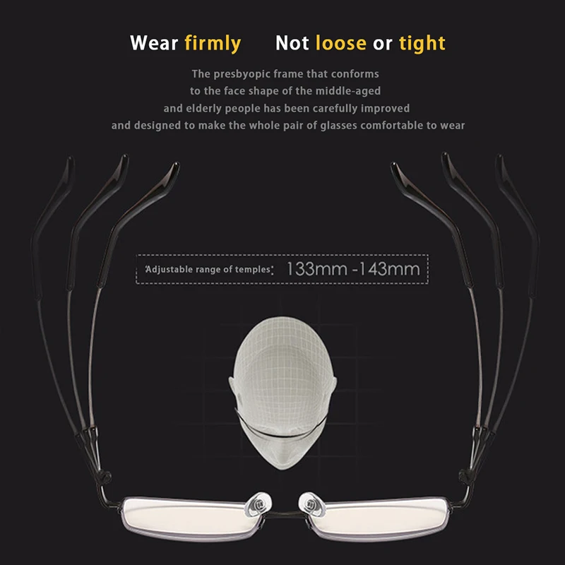 Titanium Progressive Multifocus Reading Glasses Blue Light Blocking Anti-fatigue Metal frame Multifocal Readers Eyeglasses
