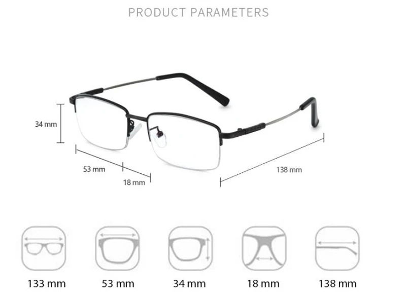 Titanium Progressive Multifocus Reading Glasses Blue Light Blocking Anti-fatigue Metal frame Multifocal Readers Eyeglasses
