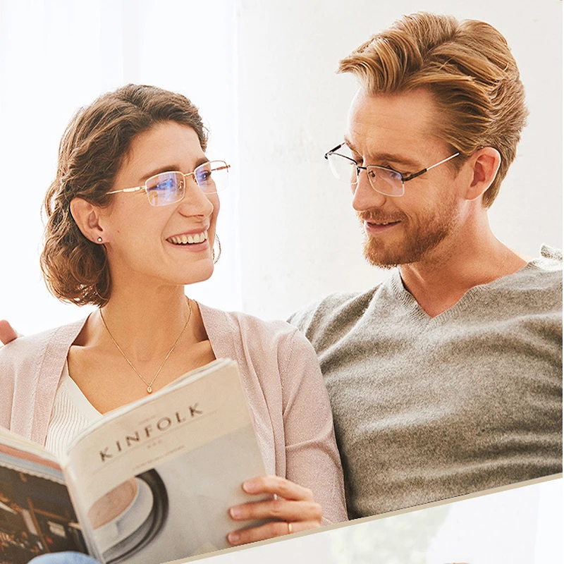 Titanium Progressive Multifocus Reading Glasses Blue Light Blocking Anti-fatigue Metal frame Multifocal Readers Eyeglasses