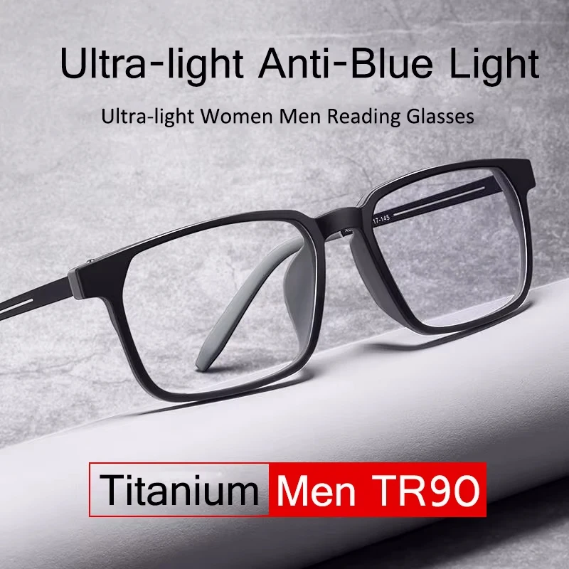 2025 Pure Titanium Reading Glasses Men Women TR90 Anti-Blue Ray Full frame Computer Spectacles Diopter +1.0 +4.0