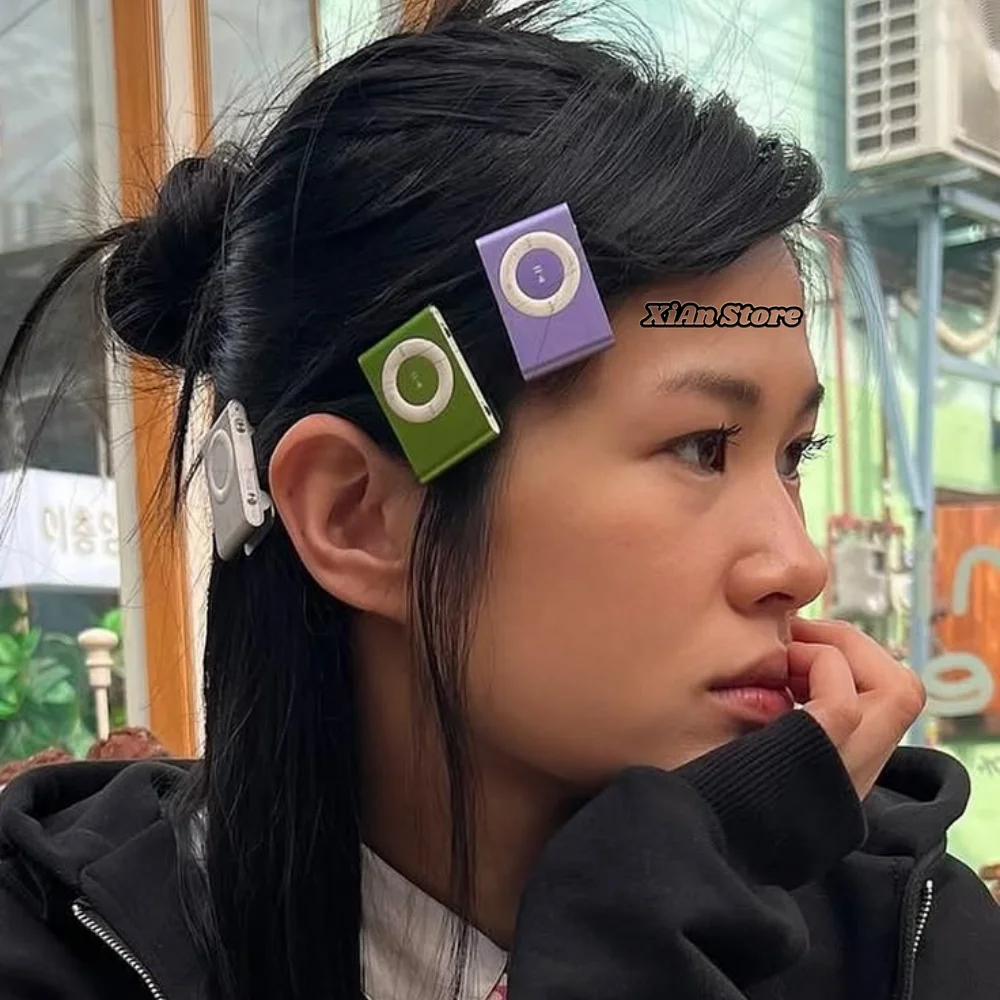 Retro Punk MP3 Hair Clip Player Music Media Fun Y2K Girl Valentine's Day Gift Harajuku Belt Tie Street Decoration Accessorie