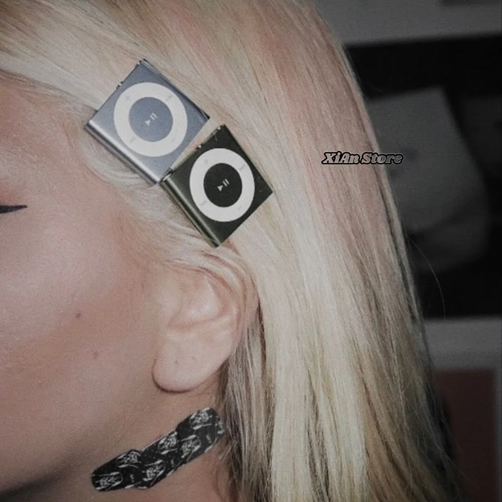 Retro Punk MP3 Hair Clip Player Music Media Fun Y2K Girl Valentine's Day Gift Harajuku Belt Tie Street Decoration Accessorie