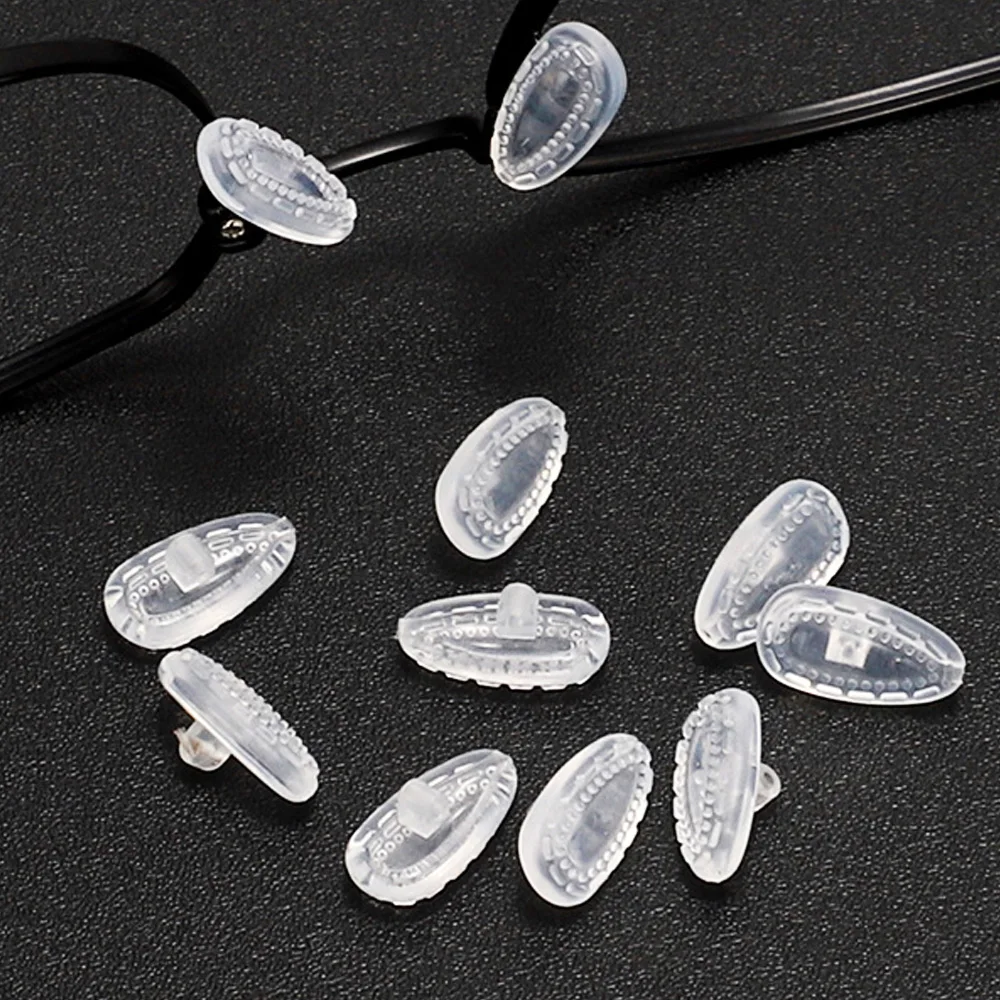 10Pairs Air Chamber Oval Silicone Anti Slip Support Nose Pads Screw-in for Eyeglasses Sunglass Glass Glasses Accessories